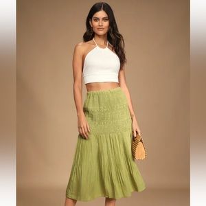 Lulus Out In the Sun Smocked Midi Skirt